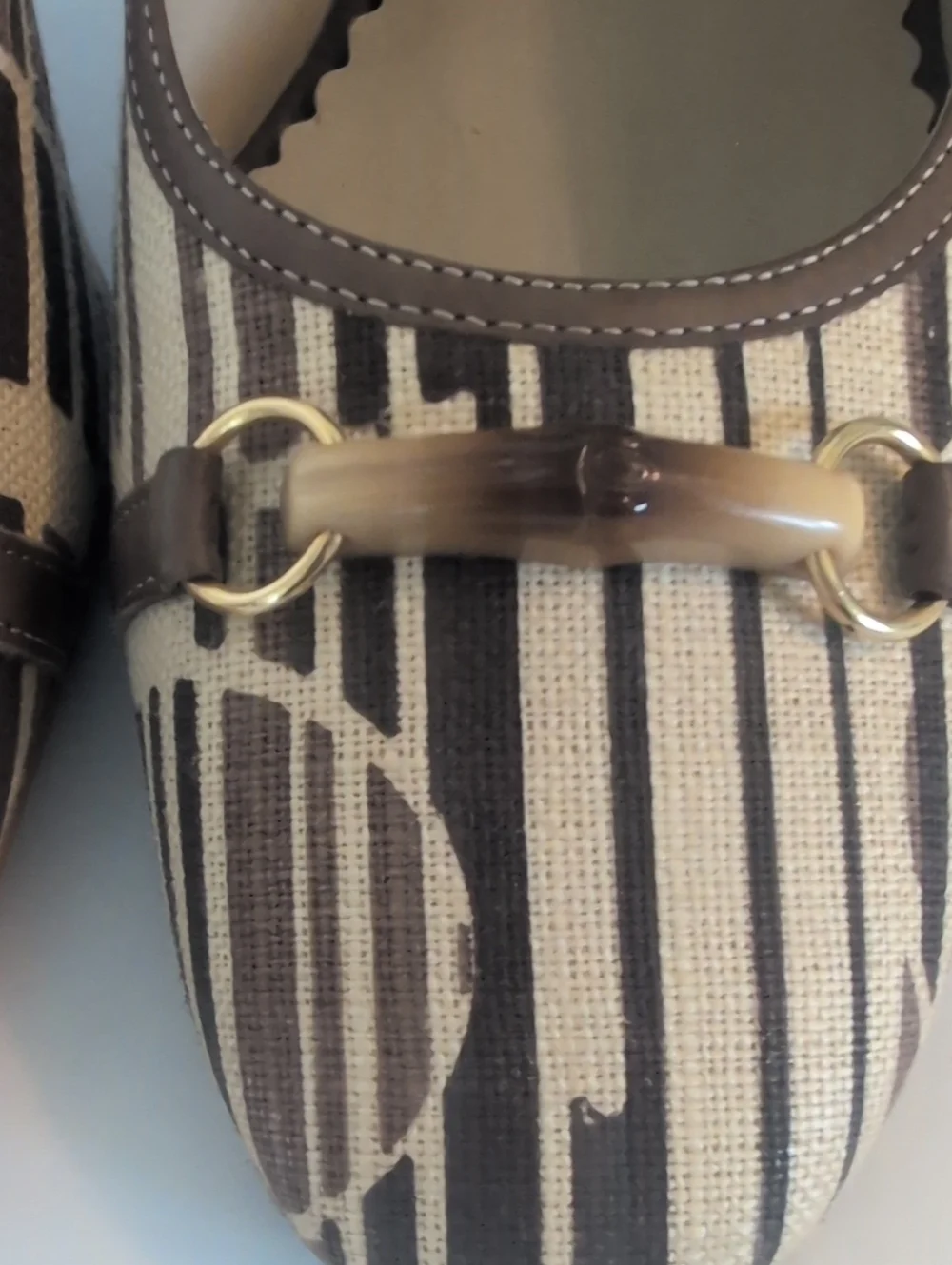 VTG Sz10 Franco Barbieri Brown & Cream Patterned, Horsebit DTL Women's Heels